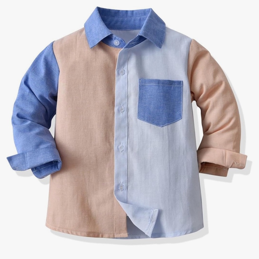 Boys Button Down Long Sleeve Shirt for All Season